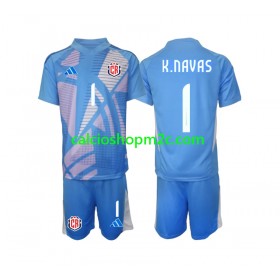 Costa Rica Keylor Navas 1 Portiere Bambino Maglia Prima 2024 Manica Corta (+ Pantaloncini)